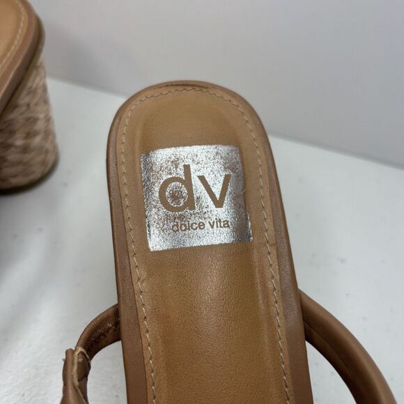 Dolce Vita Merrick Tan Vegan Leather Block Heel Platforms Womens Espadrille - Picture 9 of 9